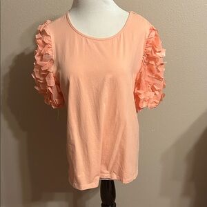 Peach Ruffle Sleeve Women's Jersey Top